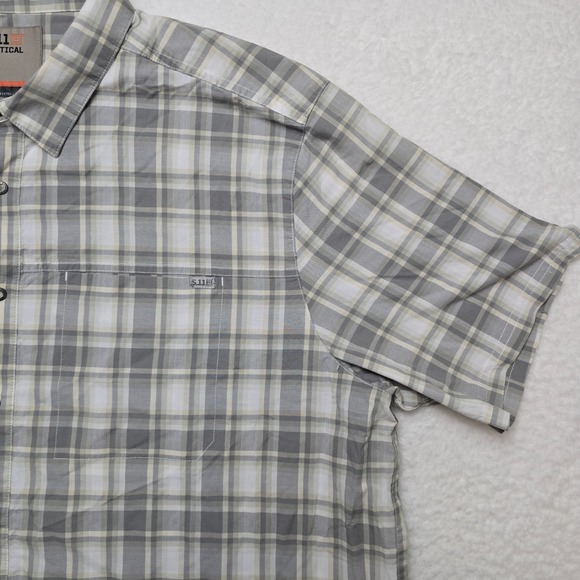 5.11 Tactical Plaid Button Up Shirt Gray Short Sleeve XL Outdoor Casual - Picture 4 of 16